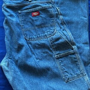Classic Dickies Men's Denim Painter Pants with straight legs; size: 42 x 34